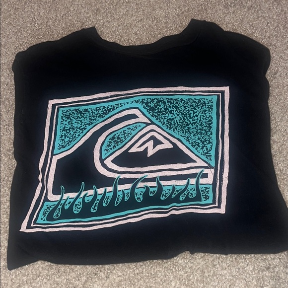 Quiksilver Other - Quiksilver Mens Black & Teal Wave Sweatshirt (Men’s Small Fits Like kids 14/16